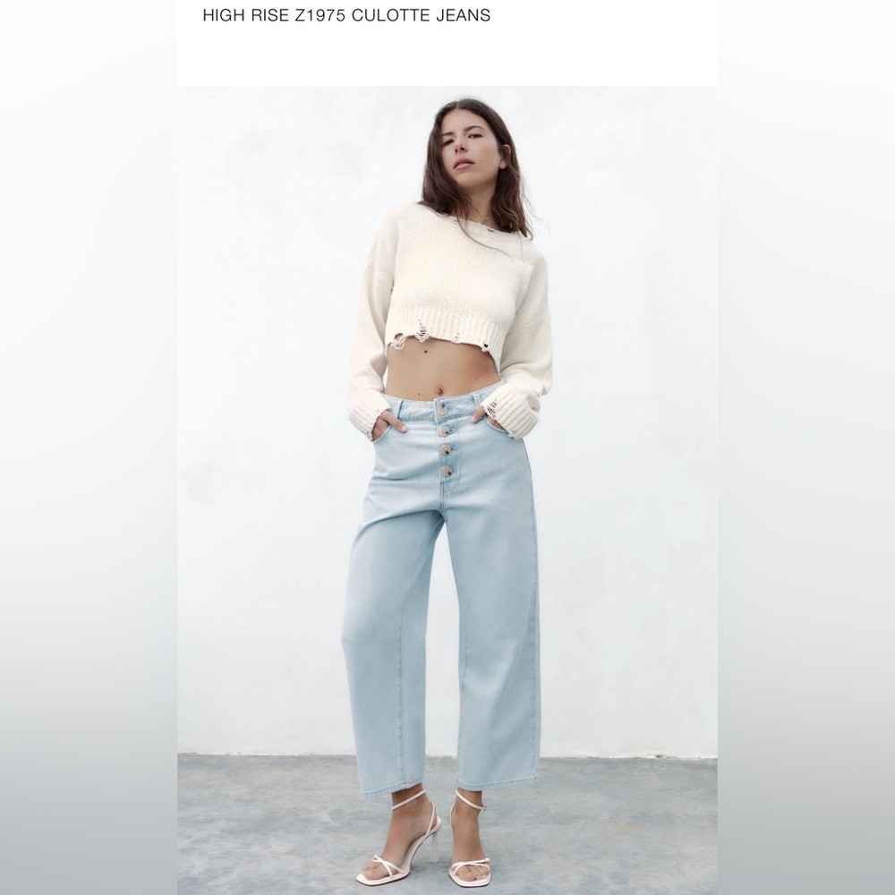 *BRAND NEW NEVER WORN ZARA HIGH RISE STRAIGHT LEG CROPPED RIGID JEANS*
